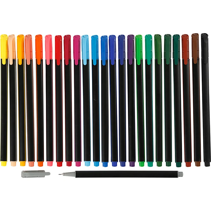Colortime Fineliner-tuschpennor, spets 0,6-0,7 mm, mixade färger, 24 st./ 1 förp. [HOB-373649]