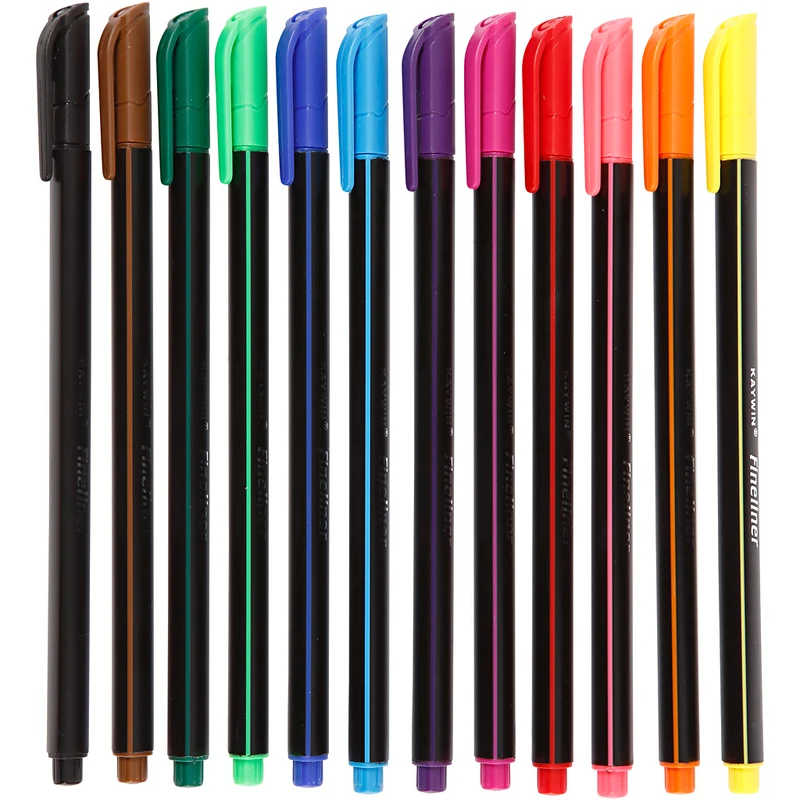 Colortime Fineliner-tuschpennor, spets 0,6-0,7 mm, mixade färger, 12 st./ 1 förp. [HOB-373648]