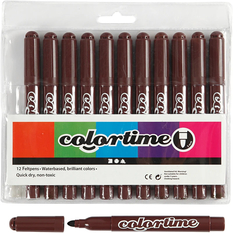 Colortime-pennor, spets 5 mm, mörkbrun, 12 st./ 1 förp. [HOB-37360]