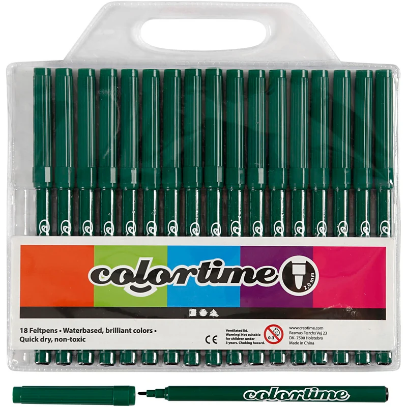 Colortime-pennor, spets 2 mm, mörkgrön, 18 st./ 1 förp. [HOB-373558]