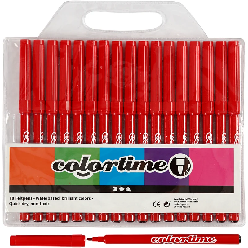 Colortime-pennor, spets 2 mm, röd, 18 st./ 1 förp. [HOB-373540]