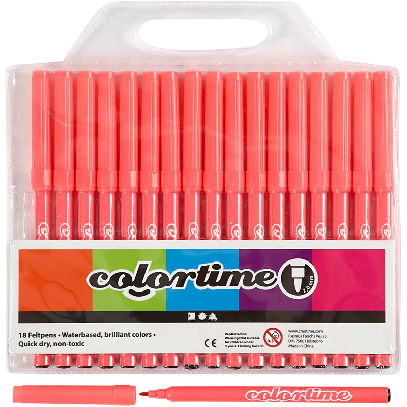 Colortime-pennor, spets 2 mm, rosa, 18 st./ 1 förp. [HOB-373539]