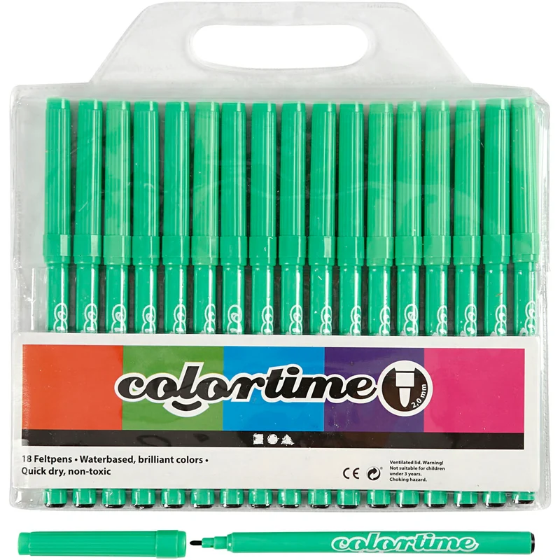 Colortime tuschpennor, ljusgrön, spets 2 mm, 18 st./ 1 förp. [HOB-373535]
