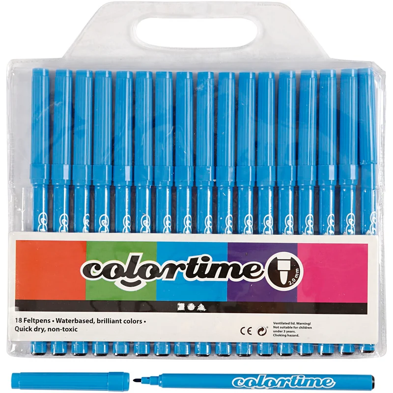Colortime-pennor, spets 2 mm, ljusblå, 18 st./ 1 förp. [HOB-373534]