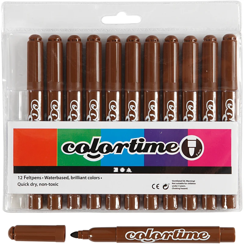 Colortime-pennor, spets 5 mm, brun, 12st./ 1 förp. [HOB-37342]