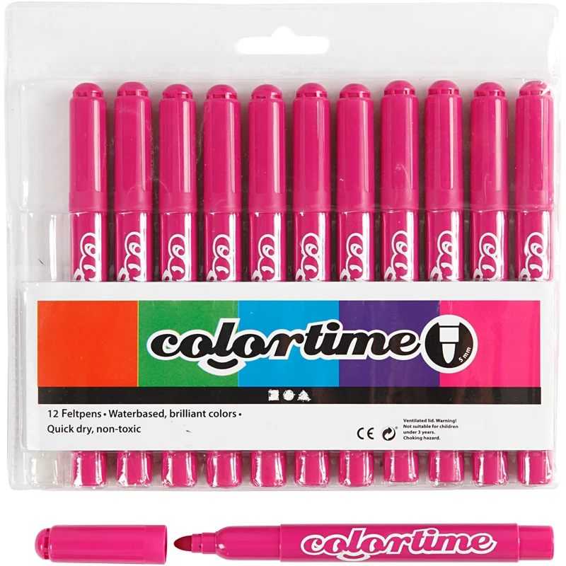 Colortime-pennor, spets 5 mm, rosa, 12 st./ 1 förp. [HOB-37341]