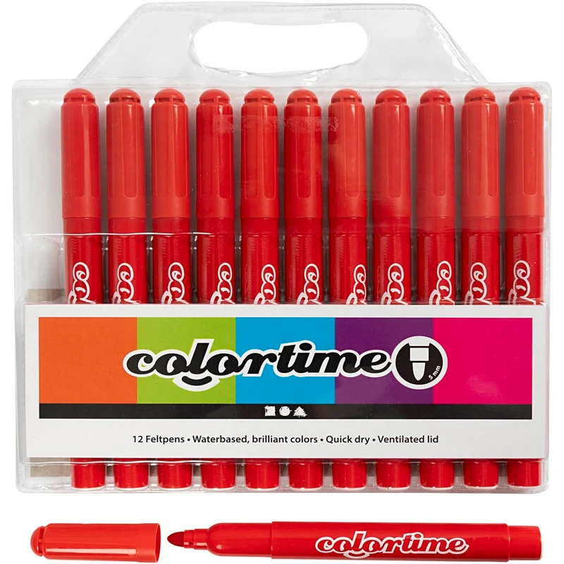 Colortime-pennor, spets 5 mm, röd, 12 st./ 1 förp. [HOB-37340]