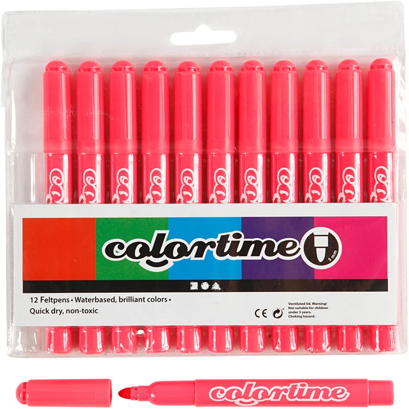 Colortime-pennor, spets 5 mm, rosa, 12 st./ 1 förp. [HOB-37339]