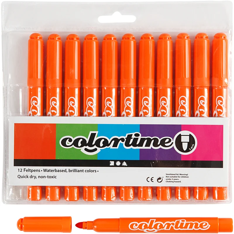 Colortime-pennor, spets 5 mm, orange, 12 st./ 1 förp. [HOB-37338]