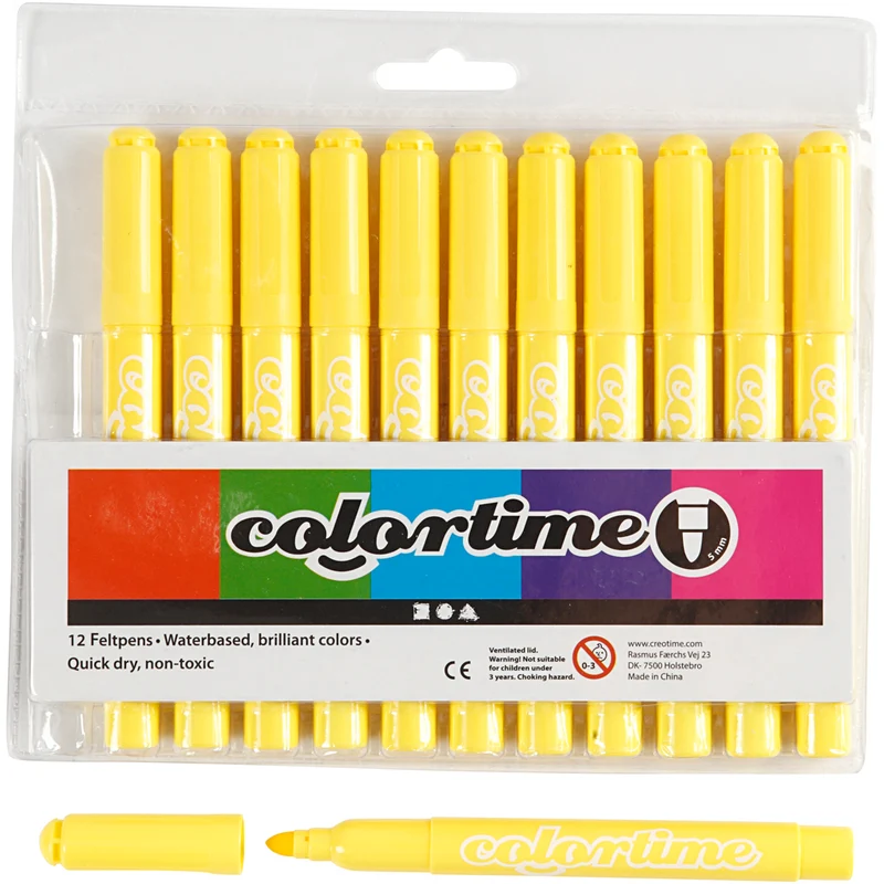 Colortime-pennor, spets 5 mm, citrongul, 12st./ 1 förp. [HOB-37337]