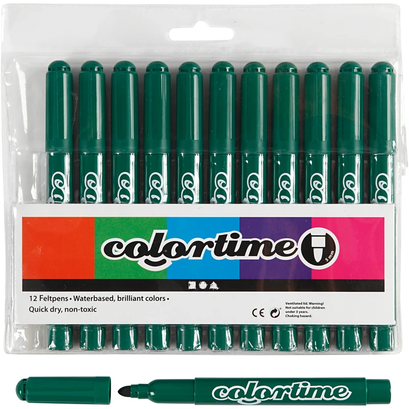 Colortime-pennor, spets 5 mm, mörkgrön, 12 st./ 1 förp. [HOB-37335]