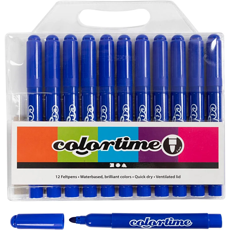 Colortime-pennor, spets 5 mm, blå, 12st./ 1 förp. [HOB-37333]