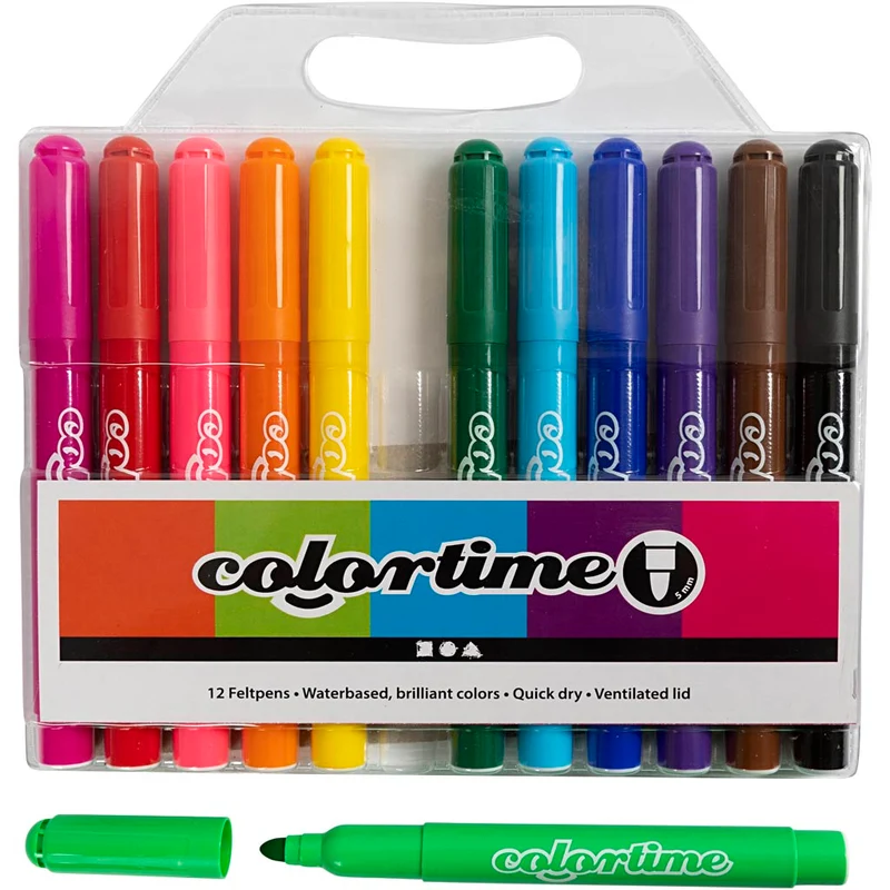 Colortime-pennor, spets 5 mm, standardfärger, 12 st./ 1 förp. [HOB-37330]
