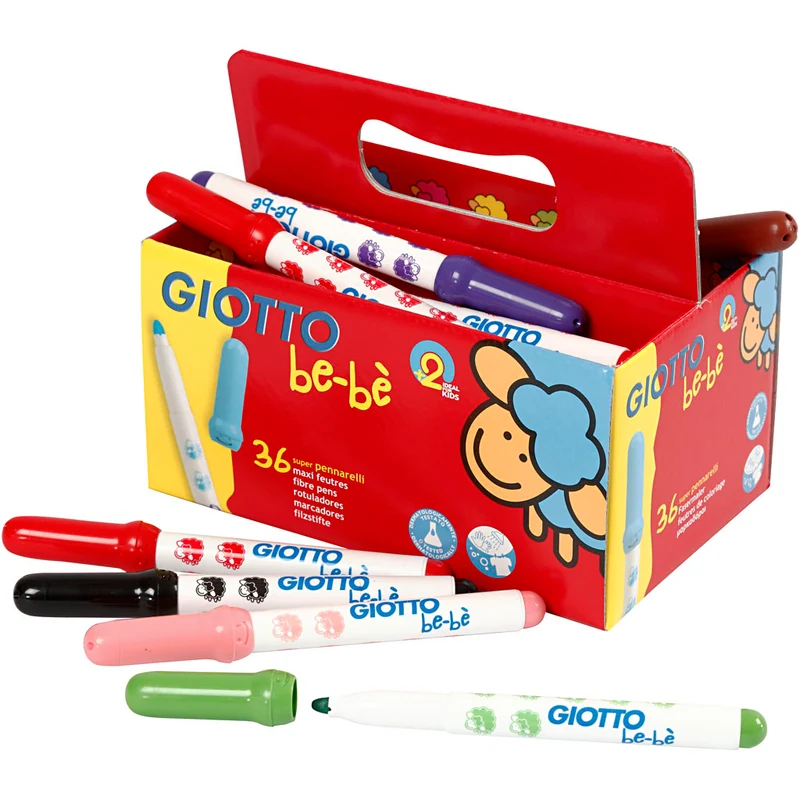 Giotto be-bè tuschpennor, Dia. 5 mm, spets 1-3 mm, mixade färger, 36 st./ 1 förp. [HOB-37292]