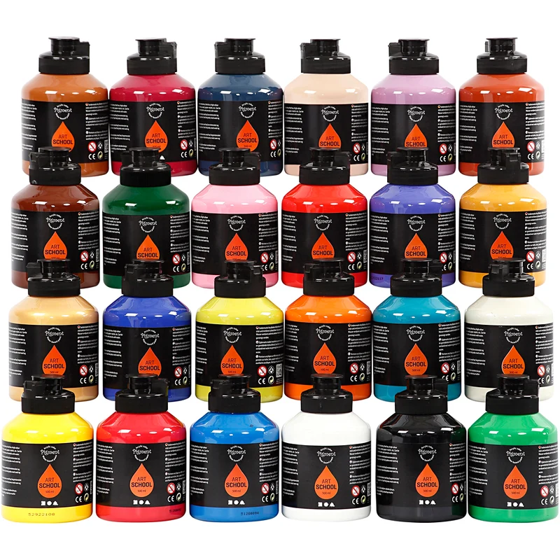 Akrylfärg, halvblank, mixade färger, 24x500 ml/ 1 förp. [HOB-35480]