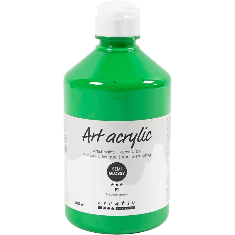 Akrylfärg, halvblank, täckande, medium green, 500 ml/ 1 flaska [HOB-35428]