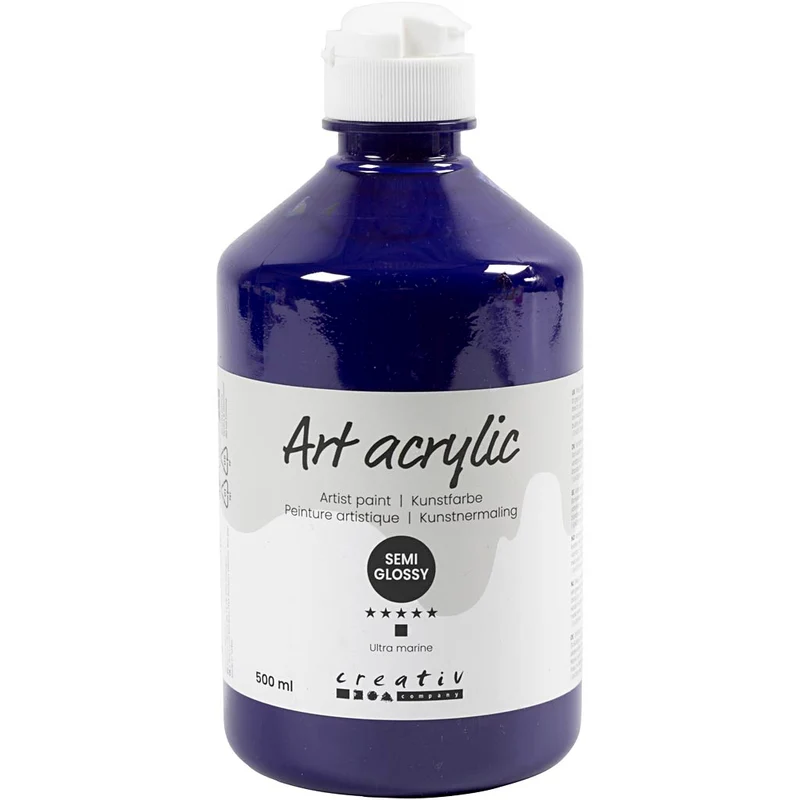 Akrylfärg, halvblank, täckande, ultra marine, 500 ml/ 1 flaska [HOB-35424]