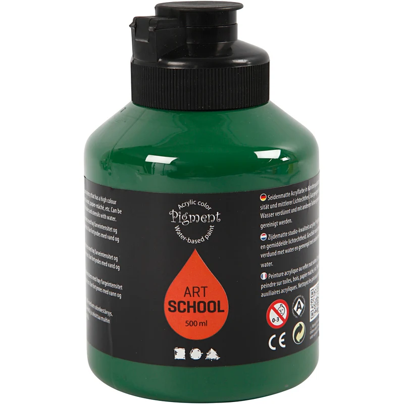 Akrylfärg, halvblank, semi transparent, mörkgrön, 500 ml/ 1 flaska [HOB-35422]