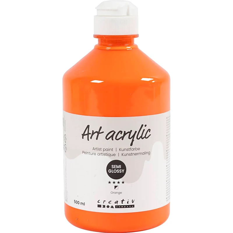 Akrylfärg, halvblank, semi transparent, orange, 500 ml/ 1 flaska [HOB-35412]
