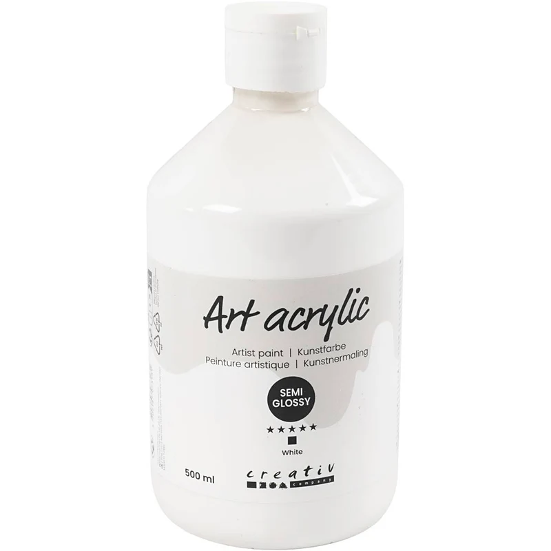 Akrylfärg, halvblank, täckande, vit, 500 ml/ 1 flaska [HOB-35410]