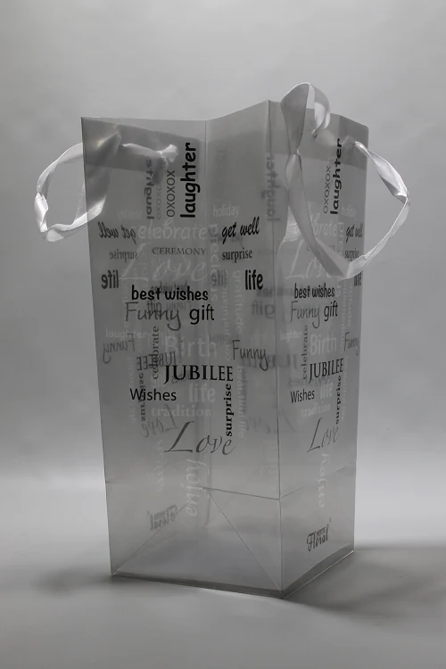 Lyx Presentkassar 12,5x30cm Transparent med Tryckta Grå (10 st) [GBAG12X30]