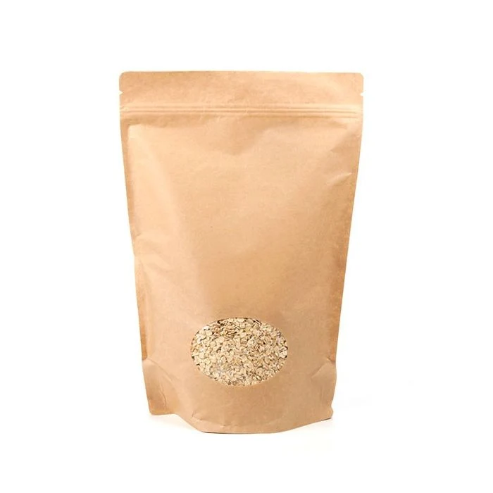 Stå upp påsar Kraft med oval Fönster 23x12x34,5cm | 907 gram (100 st) [ZBGO6K]