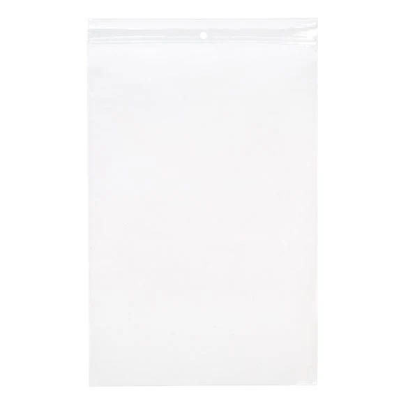 Blixtlåspåsar med häng hål 20,5x30,5cm Kristallklart PP 50 mikron (100 st) [ZR812]