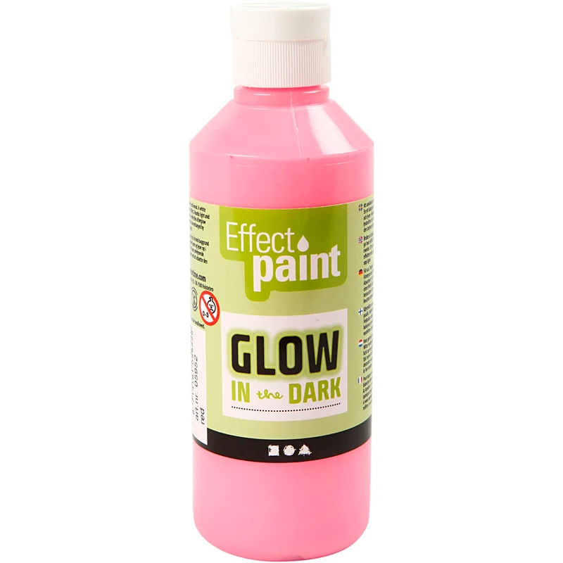 Glow in the Dark, Självlysande Färg, fluorescerande ljusröd, 250 ml/ 1 flaska [HOB-34934]