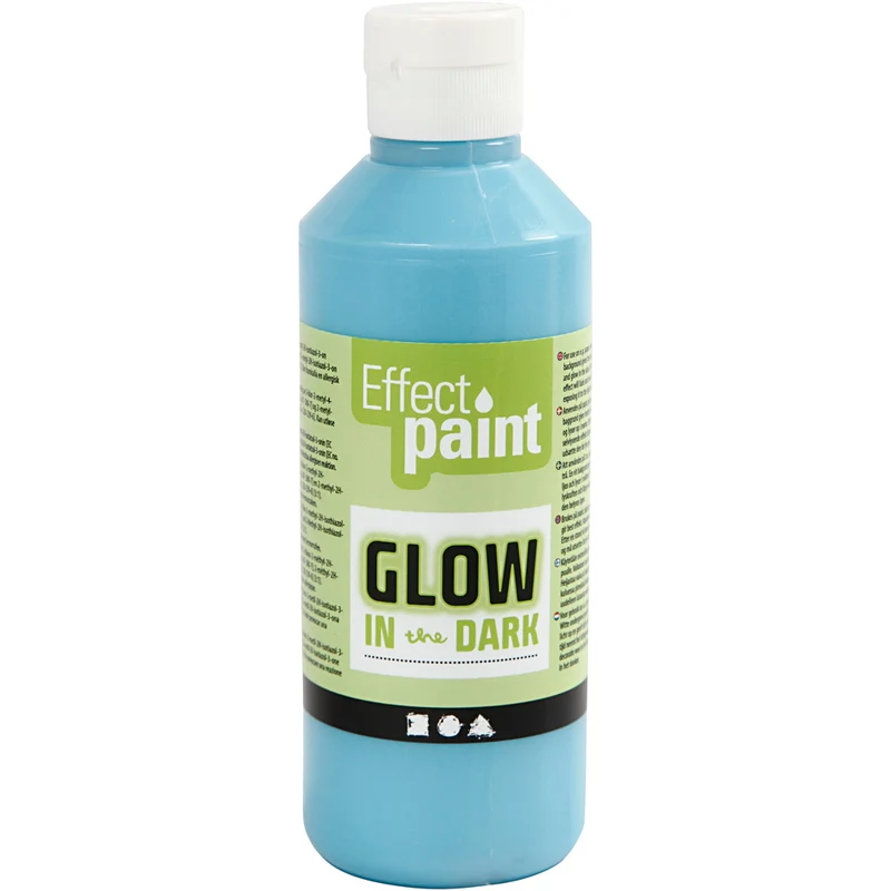 Glow in the Dark, Självlysande Färg, fluorescerande ljusblå, 250 ml/ 1 flaska [HOB-34930]