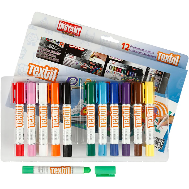 Playcolor Textilfärg, L: 14 cm, mixade färger, 5 g, 12 st./ 1 förp. [HOB-34860]