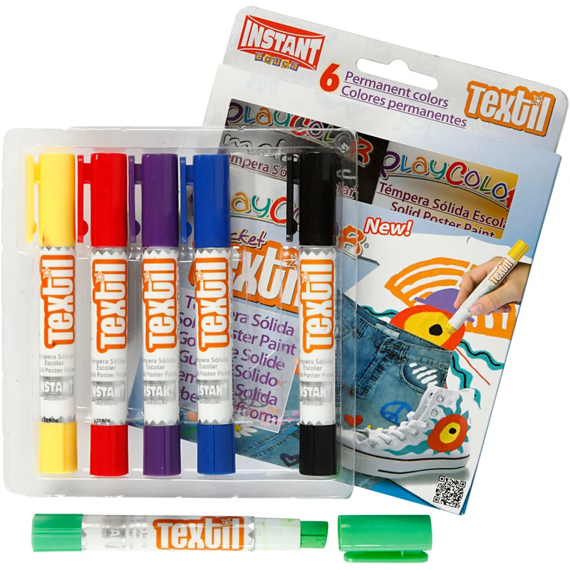 Playcolor Textilfärg, L: 14 cm, mixade färger, 5 g, 6 st./ 1 förp. [HOB-34859]