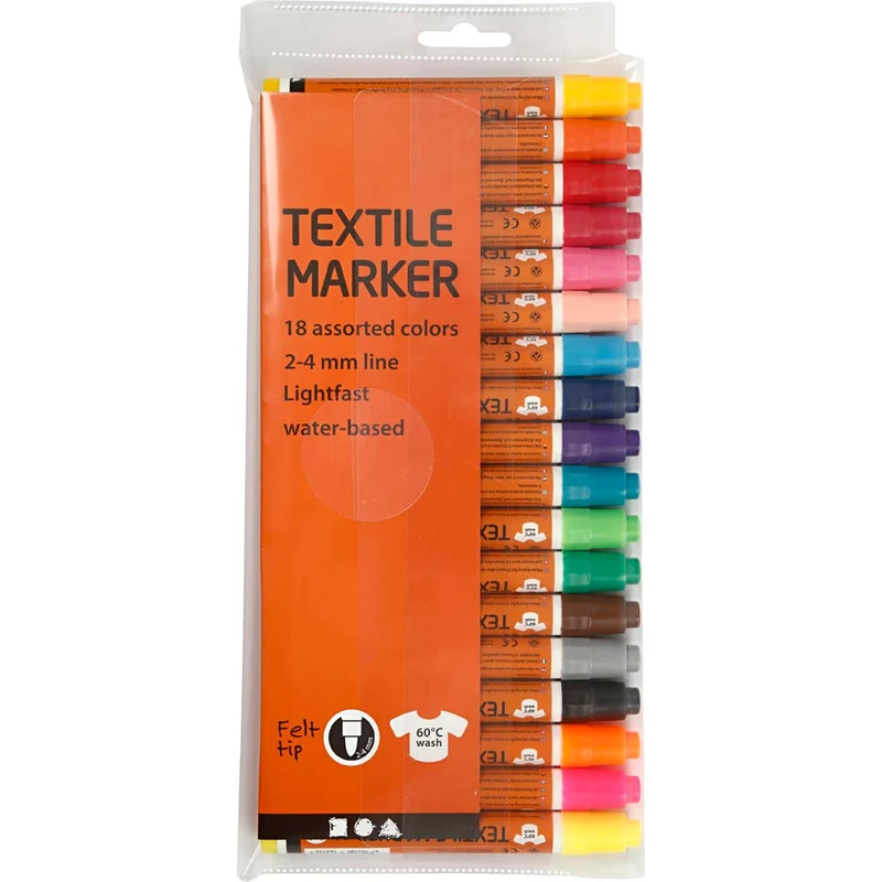 Textilpennor, spets 2-4 mm, mixade färger, 18 st./ 1 förp. [HOB-34837]