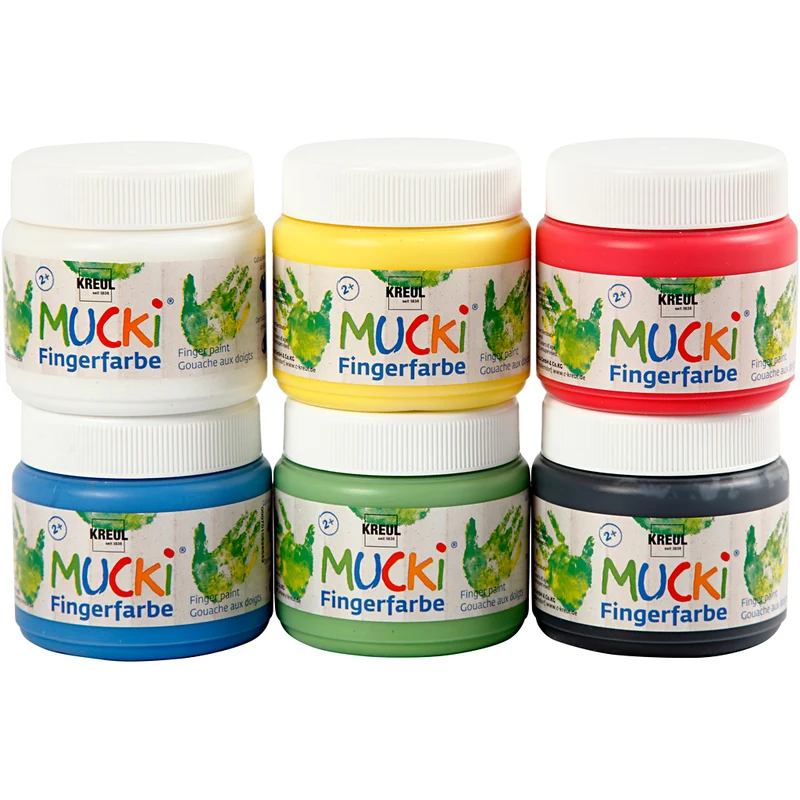 Mucki Fingerfärg, mixade färger, 6x150 ml/ 1 förp. [HOB-34766]