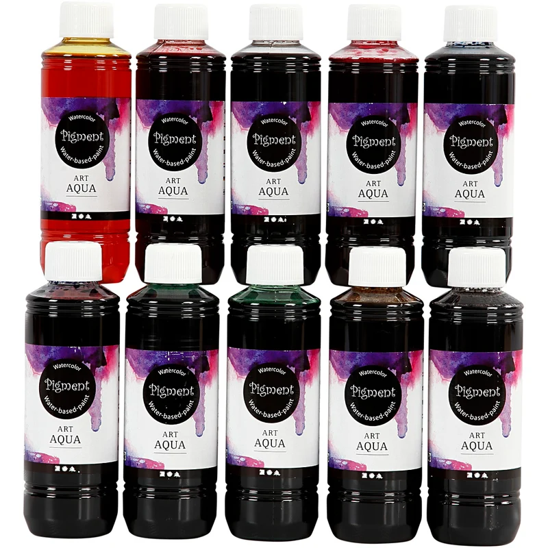 Flytande Akvarellfärg, mixade färger, 10x250 ml/ 1 förp. [HOB-34398]
