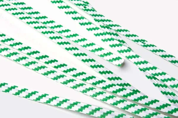 Säcktråd remsor 10,2x0,4cm Papper Vit/Grön randig (1000 st) [TT4WGS]