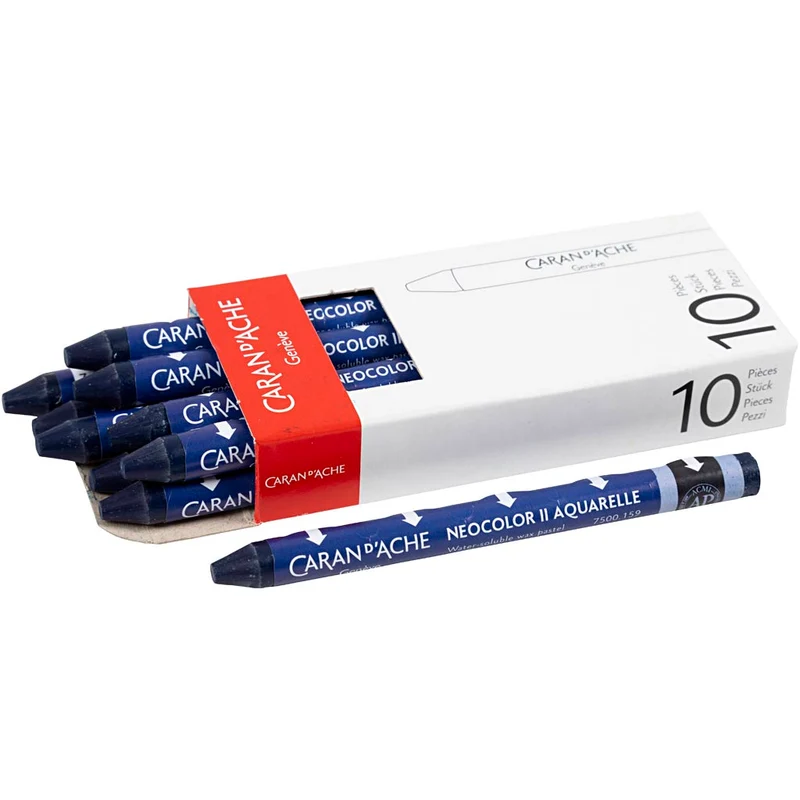CARAN D’ACHE Neocolor II akvarellkritor, L: 10 cm, tjocklek 8,5 mm, prussian blue (159), 10 st./ 1 förp. [HOB-34077]