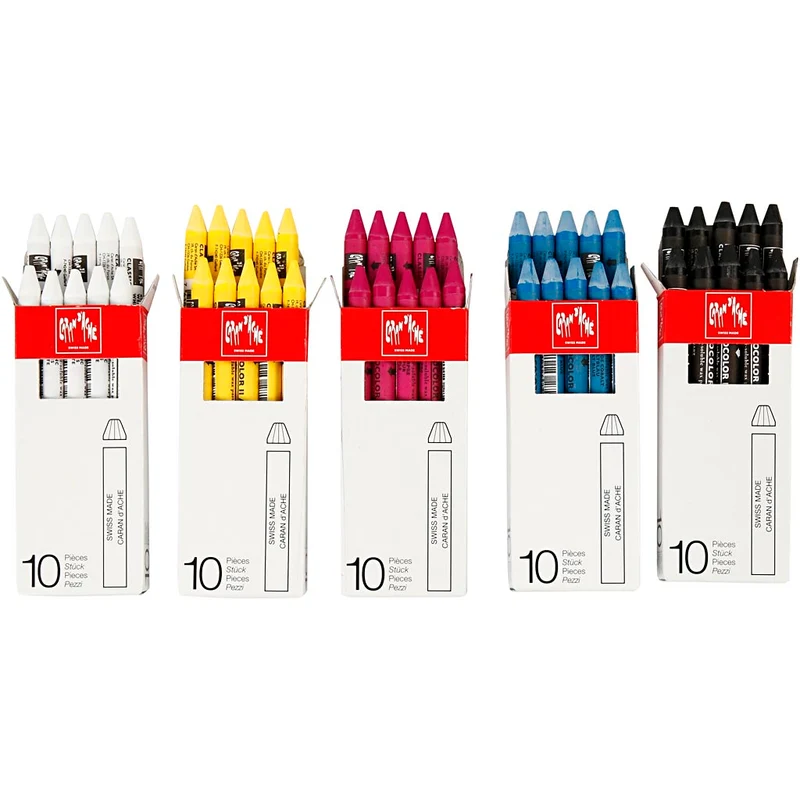 CARAN D’ACHE Neocolor II akvarellkritor, L: 10 cm, tjocklek 8,5 mm, mixade färger, 5x10 st./ 1 förp. [HOB-34049]