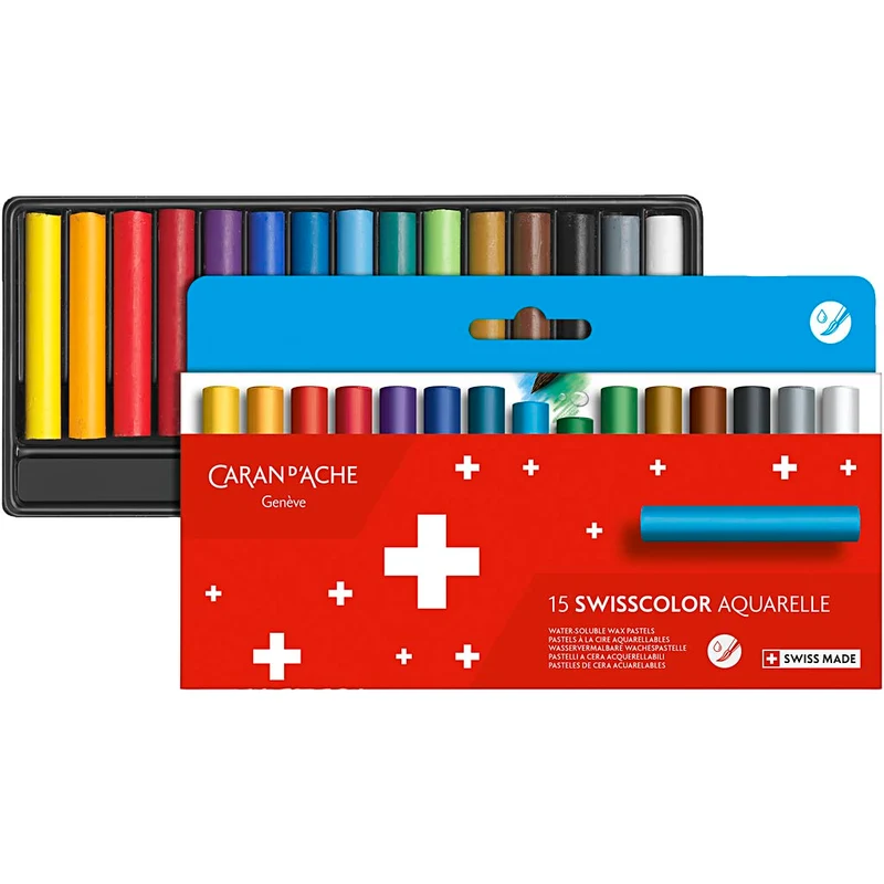 CARAN D’ACHE Neocolor II akvarellkritor, Junior, L: 5 cm, tjocklek 8,5 mm, mixade färger, 15 st./ 1 förp. [HOB-34043]