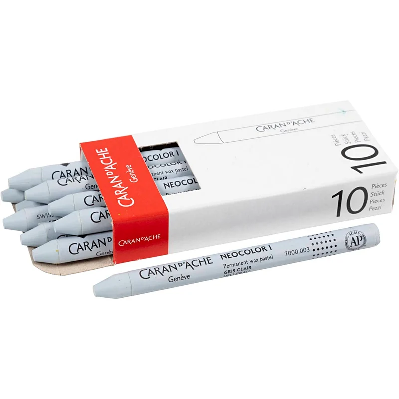 CARAN D’ACHE Neocolor I, L: 10 cm, tjocklek 8,5 mm, light grey (003), 10 st./ 1 förp. [HOB-34038]
