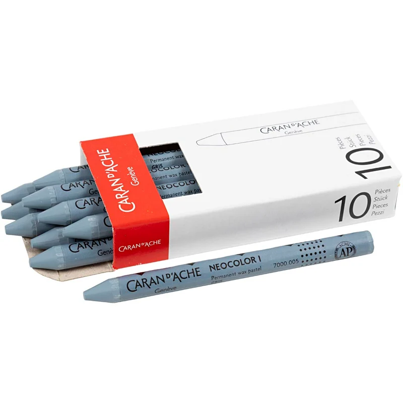 CARAN D’ACHE Neocolor I, L: 10 cm, tjocklek 8,5 mm, grey (005), 10 st./ 1 förp. [HOB-34037]