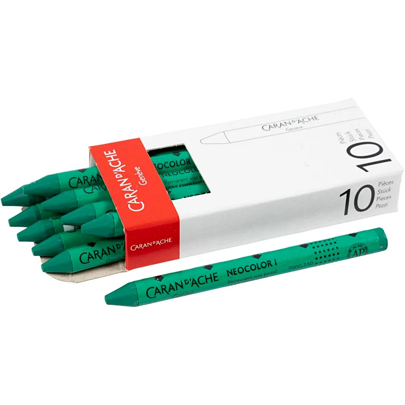 CARAN D’ACHE Neocolor I, L: 10 cm, tjocklek 8,5 mm, emerald green (210), 10 st./ 1 förp. [HOB-34033]