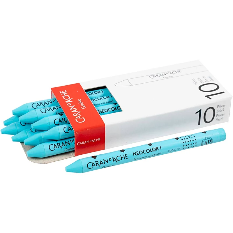 CARAN D’ACHE Neocolor I, L: 10 cm, tjocklek 8,5 mm, turquoise blue (171), 10 st./ 1 förp. [HOB-34032]