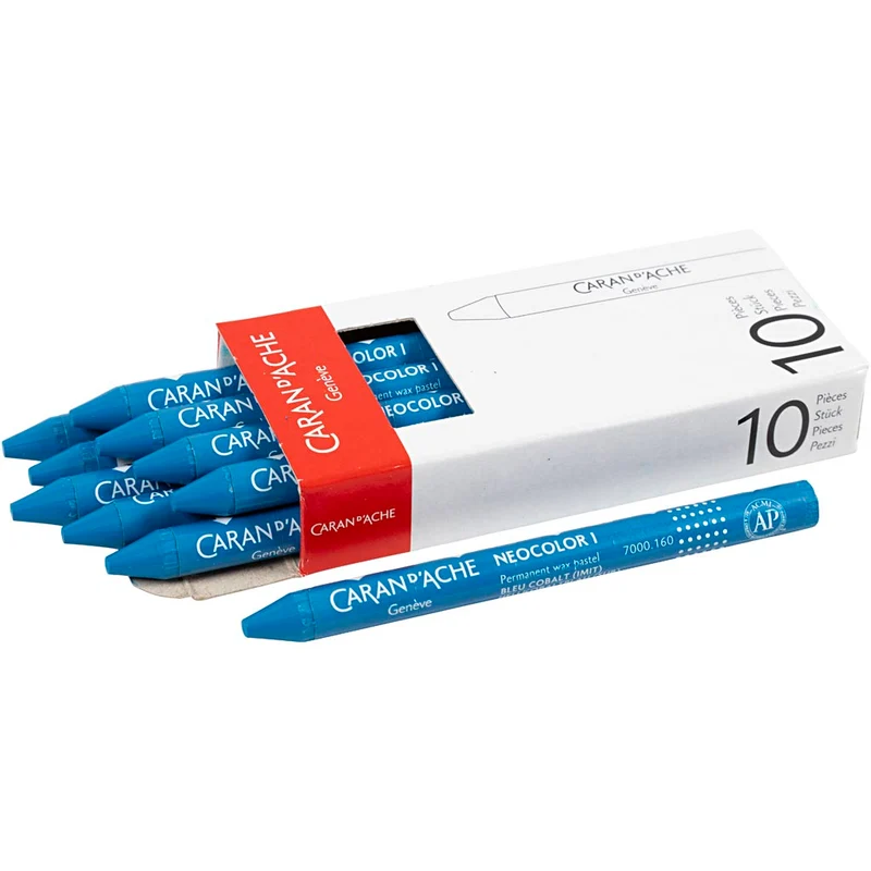 CARAN D’ACHE Neocolor I, L: 10 cm, tjocklek 8,5 mm, cobalt blue (160), 10 st./ 1 förp. [HOB-34031]