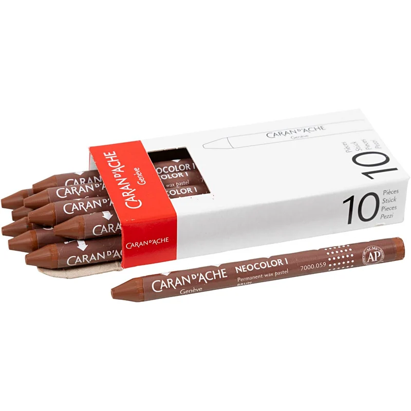 CARAN D’ACHE Neocolor I, L: 10 cm, tjocklek 8,5 mm, brown (059), 10 st./ 1 förp. [HOB-34025]