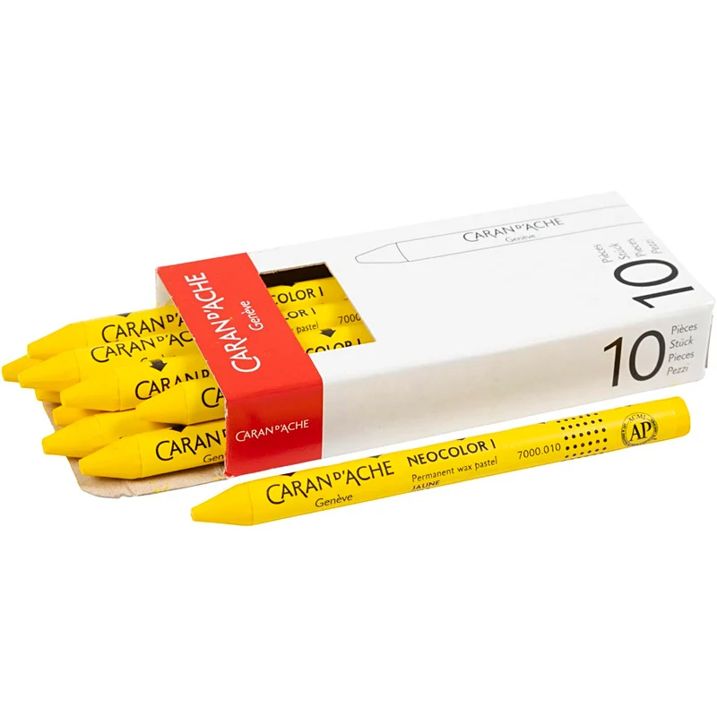 CARAN D’ACHE Neocolor I, L: 10 cm, tjocklek 8,5 mm, yellow (010), 10 st./ 1 förp. [HOB-34022]