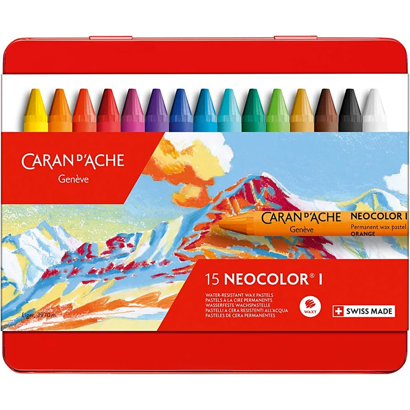 CARAN D’ACHE Neocolor I, L: 10 cm, tjocklek 8,5 mm, mixade färger, 15 st./ 1 förp. [HOB-34014]