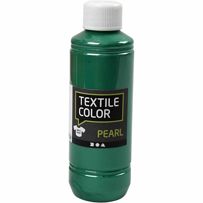 Textilfärg, pärlemor, grön, 250ml/ 1 flaska [HOB-33727]