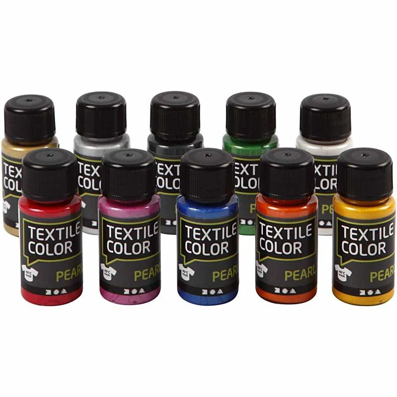Textilfärg, pärlemor, mixade färger, 10x50 ml/ 1 förp. [HOB-33699]