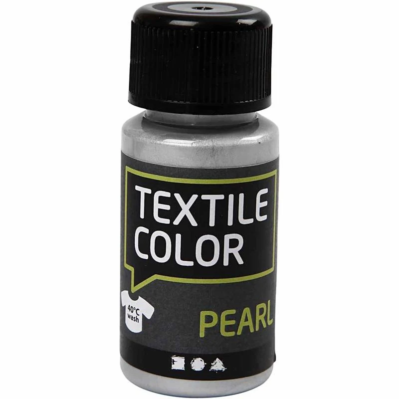 Textilfärg, pärlemor, silver, 50 ml/ 1 flaska [HOB-33689]