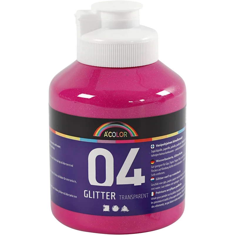 Glitterakrylfärg, rosa, 500 ml/ 1 flaska [HOB-32507]